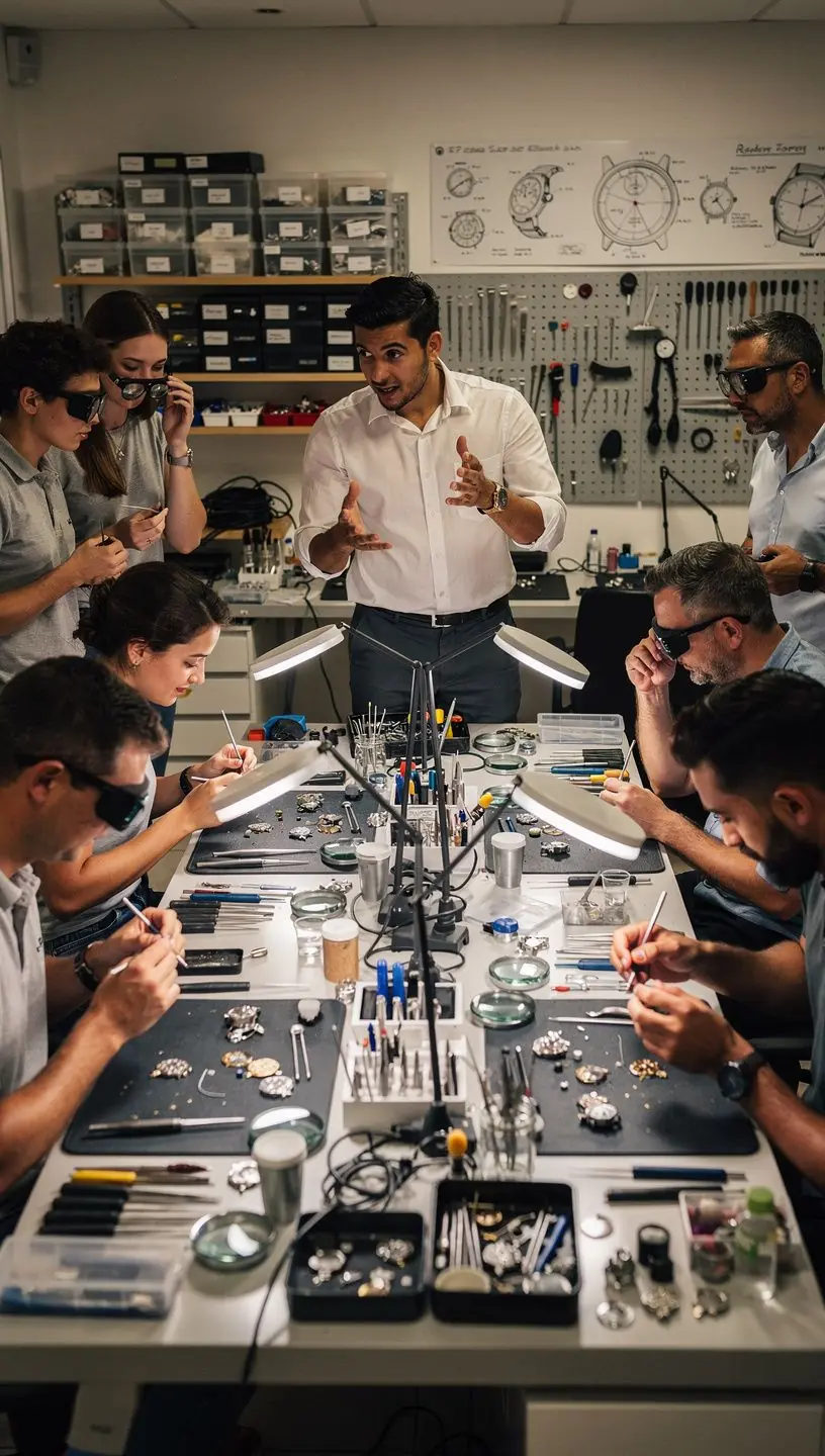 Expert examining luxury watch for authenticity